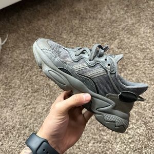 Grey adidas running shoes
